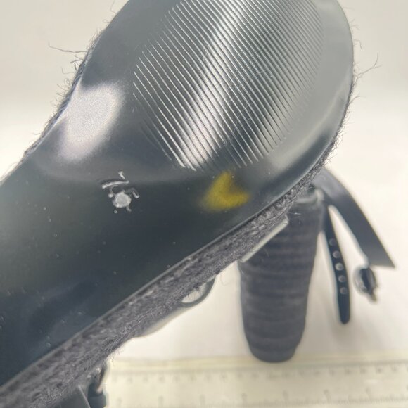 FSJ Black Open Toe Espadrille Platform Ankle Strap Wedge Sandals Woven Shoes - Picture 6 of 8